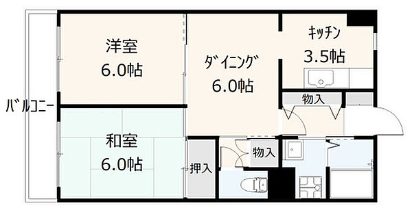 シルク・バレー ｜広島県広島市西区己斐中2丁目(賃貸マンション2DK・4階・49.05㎡)の写真 その2