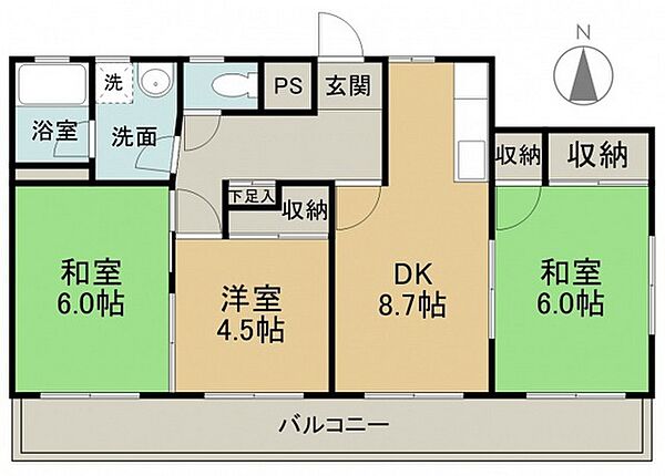 ハイツ古江 ｜広島県広島市西区古江東町(賃貸マンション3DK・3階・63.08㎡)の写真 その2