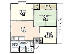 グリーンバレー田方　A棟 2階3LDKの間取り