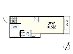 大松庚午ビル 3階ワンルームの間取り