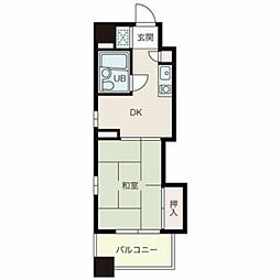 ダイアパレス宝町 2階1Kの間取り