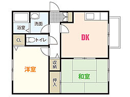 セジュールISHIDA 　A棟 2階2DKの間取り