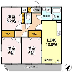 コンフォール春日野通り 1階3LDKの間取り