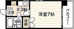 第2古田ビル 3階1Kの間取り