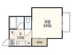 コーポサクラ 1階1Kの間取り