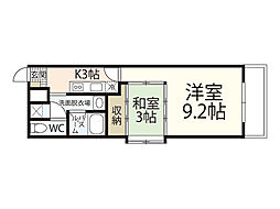 クレベール相原 3階2Kの間取り