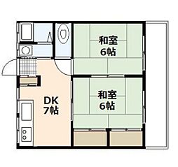 ますだ荘 2階2DKの間取り