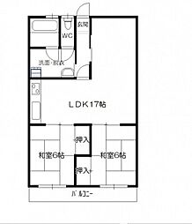 テラヤママンション 2階2LDKの間取り