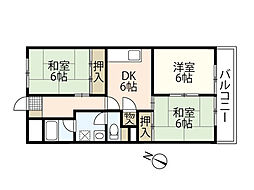 アイレスト牛田早稲田 4階3DKの間取り