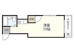 サンズビル 4階ワンルームの間取り