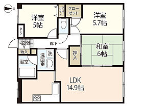 広島県広島市西区庚午中1丁目（賃貸マンション3LDK・3階・64.48㎡） その2