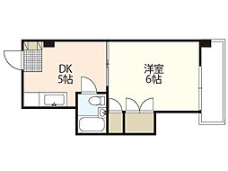 サンハイムうえだ 4階1DKの間取り
