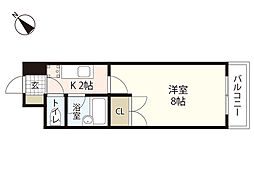カーナ西田 1Kの間取図画像