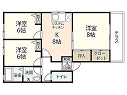 JR山陽本線 西広島駅 徒歩11分の賃貸アパート 1階3DKの間取り