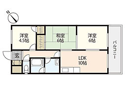 デンファーレ祇園 4階3LDKの間取り