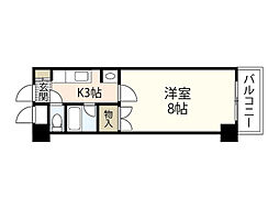 エスポアコーポIII 3階1Kの間取り