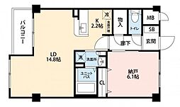 ヴィランス大塚II 1階1LDKの間取り