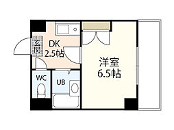 シティーパル土井 2階1Kの間取り