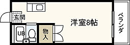 パインハウスI 4階ワンルームの間取り