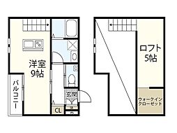 87ｇ　Ｋ−Ｂｒａｎｄ’ｊｒ　草津浜町 2階ワンルームの間取り