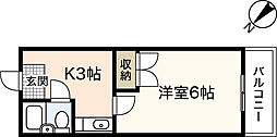 シャンテ長束 1Kの間取図画像