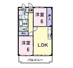 グレイス竹内 2階2LDKの間取り