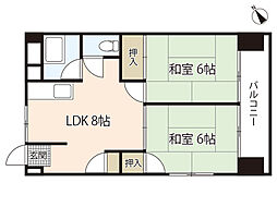 松田ハイツ 5階2DKの間取り