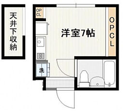 ワンピース 3階ワンルームの間取り