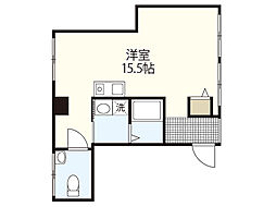 田淵ビルＡ棟 2階ワンルームの間取り