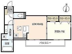 camphoraI 3階1LDKの間取り