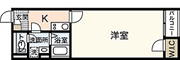 レオネクスト尾長東 2階1Kの間取り