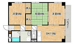 FORWEST千同 5階3DKの間取り