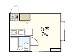 コーポ宮川 3階ワンルームの間取り