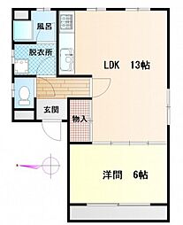浅海ビル 2階1LDKの間取り