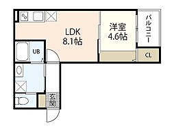 PEACE I 2階1LDKの間取り