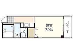 フォンテーヌ勝間 4階ワンルームの間取り
