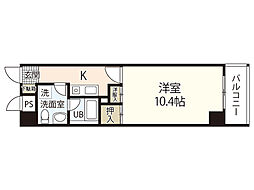 グランドール濱本 7階1Kの間取り