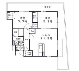 ラップランドみずかみ 1階2LDKの間取り