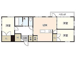 真田ビル 2階3LDKの間取り
