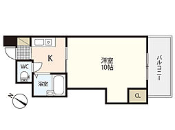デュウオコート富士見 6階1Kの間取り