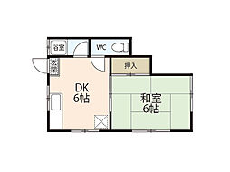 コーポ片山 2階1DKの間取り