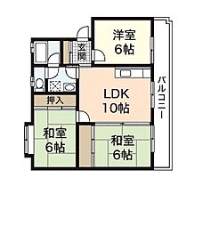 二反田ビル 2階3LDKの間取り