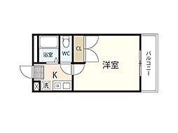 レオパレスエスペランサ 1階1Kの間取り