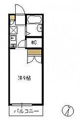 グリューネ　A棟 2階ワンルームの間取り