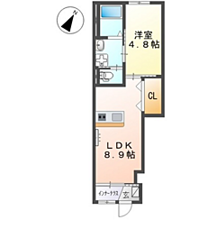 ファミール大野 1階1LDKの間取り