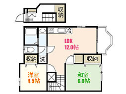 エムフローレンス　Ａ棟 2階2LDKの間取り