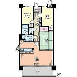 ダイアパレス下河内 11階2SLDKの間取り
