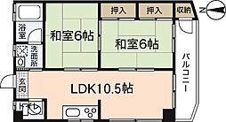 JSビル美鈴園弐番館 2LDKの間取図画像