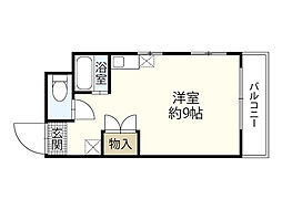 ドゥジェームNISHITAYA 2階ワンルームの間取り