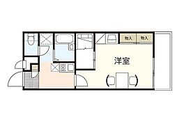 レオパレスFriendsII 1階1Kの間取り